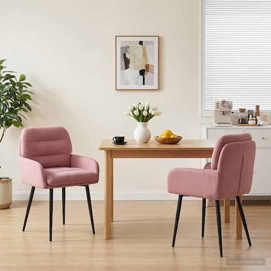 Samt Ess- und Küchenstühle Rosa 2 Stück 59x59.5x90cm