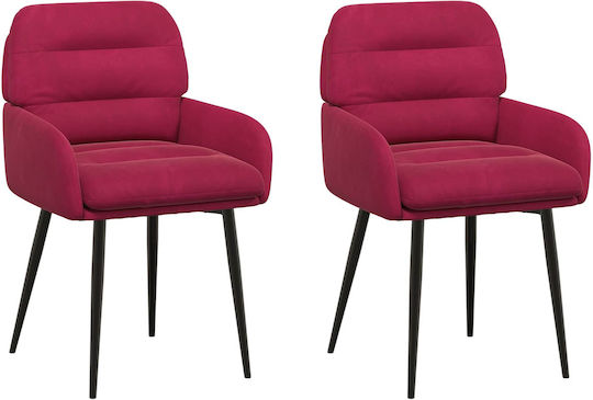 Velvet Red Dining Armchairs 2 Pieces 59x59.5x90cm