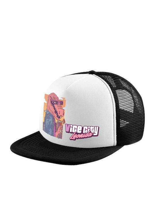 Koupakoupa Kids' Hat Jockey Fabric Vice City Leonida White