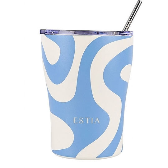 Estia Coffee Mug Save The Aegean Ανακυκλώσιμο Ποτήρι Θερμός Ανοξείδωτο BPA Free 350ml Ocean Waves με Καλαμάκι