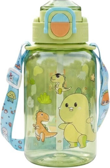 Kids Water Bottle Plastic with Straw Green 600ml