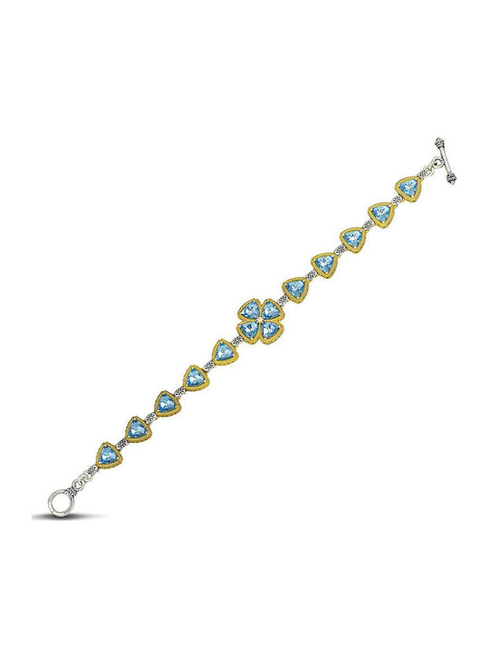 Dimitrios Exclusive Women's Chain Bracelet with Heart Design Gold Plated Silver
