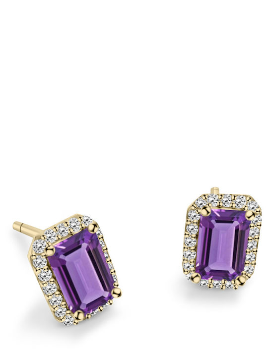 Chrilia Ohrringe aus 18K Gold mit Lila Diamant