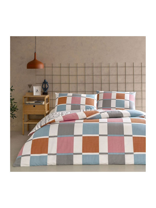 Tac Set Huse Pentru Pilote 100% Bumbac 160x200cm Simplă Cu Față De Pernă & 1 Cearșaf Albastru