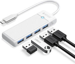 Orico USB хъб 4 Порта USB 3.0 с USB-C връзка Бял