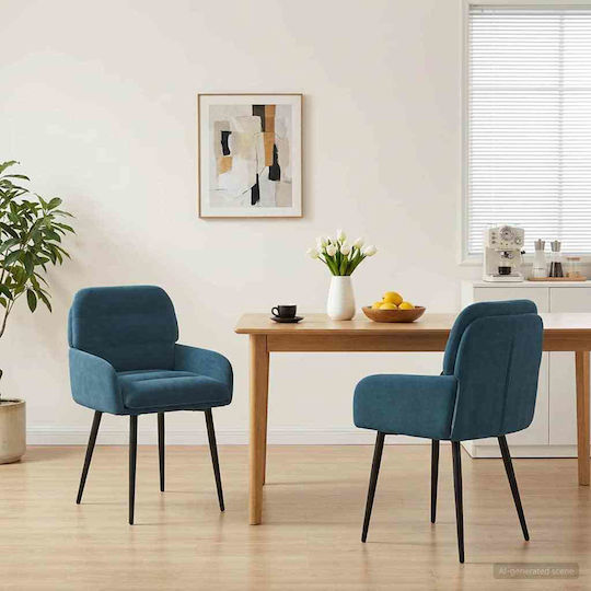 Samt Ess- und Küchenstühle Blau 2 Stück 59x59.5x90cm