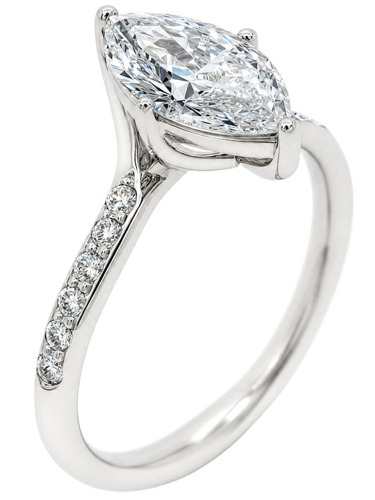 Xrisokosmima Single Stone Ring In 14K White Gold With Synthetic Diamond