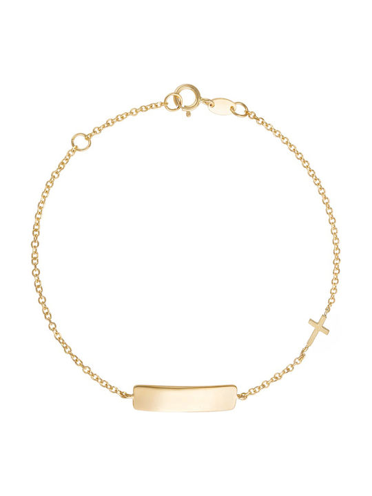 Kinderarmband ID Label It aus 14K Gold mit Kreuz