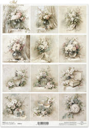 Reispapier Decoupage Itd 21x29cm Vintage Blumen...