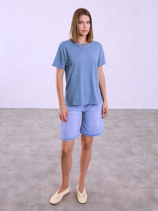 Celestino Τ-shirt Μονόχρωμο Loose Fit Ίντιγκο