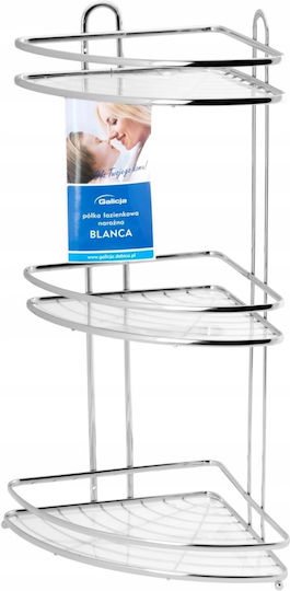 Galicja Corner Wall Mounted Bathroom Shelf Metallic with 3 Shelves Silver