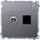 Simon Basic Priză antenă tip F+ computer RJ45 Cat.6 oțel inoxidabil BMAFRJ45.01/21