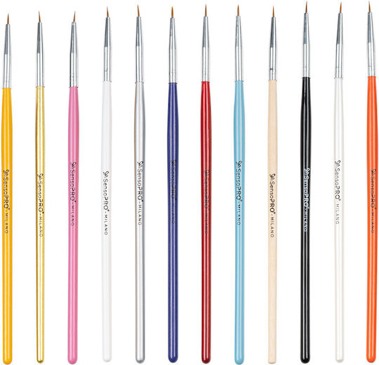 Set 12 Nail Art Brushes Sensopro Milano Rainbow