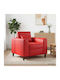 Armchair in Red Artificial Leather 90x88x85cm
