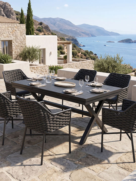 Dagyn Outdoor Dining Set 7 Pieces Anthracite wi...