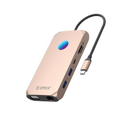 Orico XCR 12in1 RGB USB-C Docking Station με HDMI 4K PD Ethernet