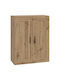 Wall Living Room Display Cabinet Made of Particle Board with Windowed Brown 69.5x34x90cm