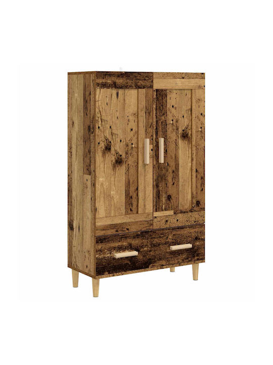 Wall Living Room Display Cabinet Made of Wood & Metal with Windowed Aged Wood 70x31x115cm