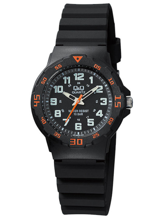 Q&Q Мъжки часовник 33mm На батерия с Черна Кауч...