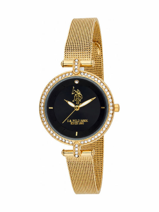 U.S. Polo Assn. Women's Battery Watch with Gold Metal Bracelet