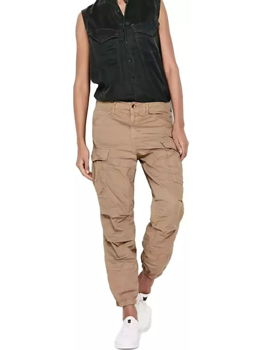 Дамски Текстилен Панталон с Ластик в Slim Кройка Beige