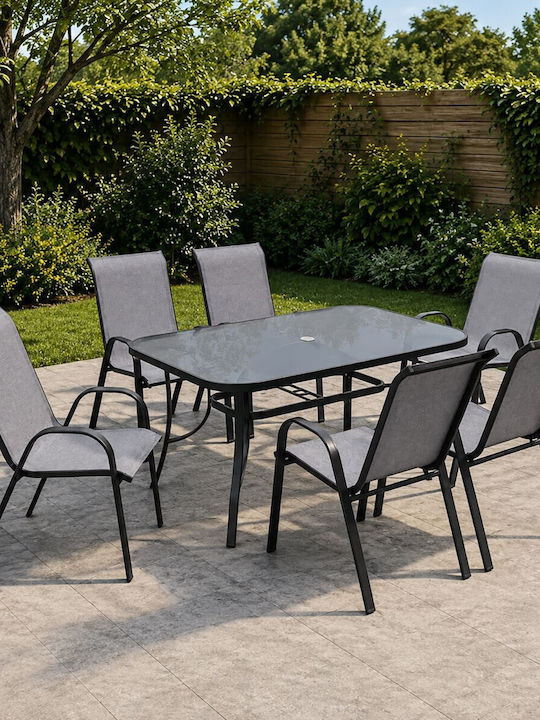 Set de masă pentru exterior Rio 6 buc Negru E25...