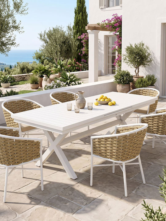 Outdoor Dining Set Dagyn 7 Pieces Pakketo with Pillows