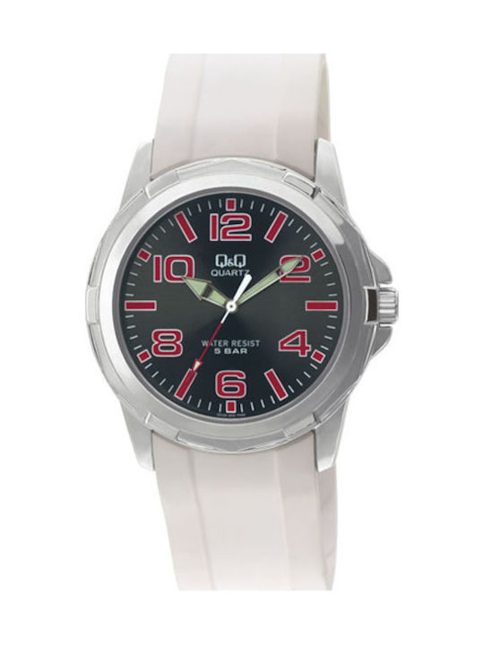 Q&Q Herrenuhr Batterie mit Weißem Gummiarmband