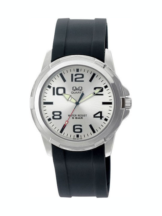 Q&Q Herrenuhr Batterie mit Schwarz Gummi Armband