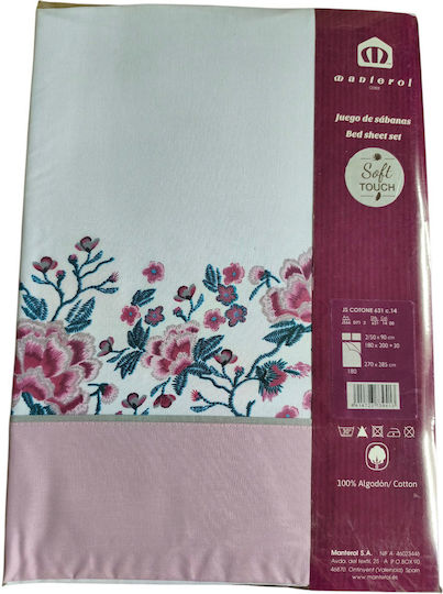 Manterol Casa Σετ King Size 4τμχ 180x200εκ. με Λάστιχο Js Cottone 631