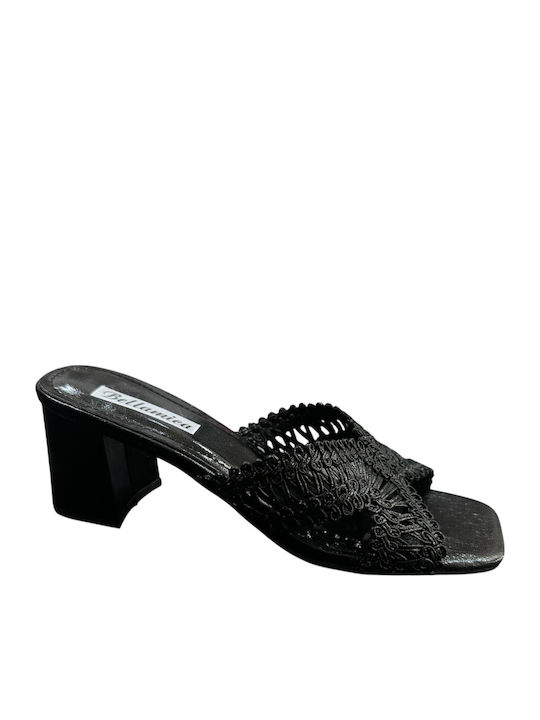 Bellamica Mules with Chunky Low Heel in Black C...