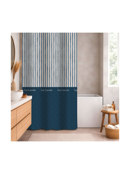Guy Laroche Avene Shower Curtain Fabric with Grommets 240x185cm Denim
