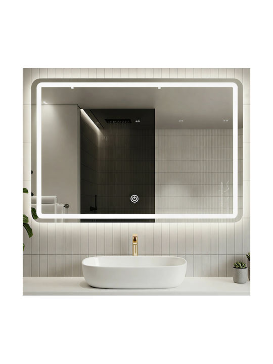 Shally Dogan Wandspiegel mit Beigen Rahmen & LED Beleuchtung 60x80cm