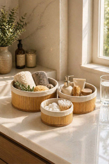 SteweHome Bamboo Brown Storage Basket 55x35cm 3 Pieces