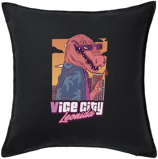 Koupakoupa Μαξιλάρι Καναπέ Vice City Leonida από 100% Βαμβάκι Μαύρο 50x50εκ.