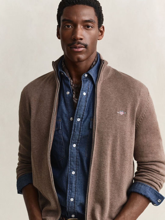 Gant Cotton Ανδρική Ζακέτα Πλεκτή Dark Hazelnut...
