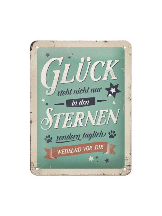 Nostalgic Art 3D Decorative Sign Pfotenschild Gluck In Den Sternen Handmade From Metal 20x15cm