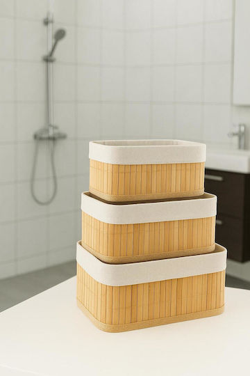 SteweHome Set Coșuri Decorative Bambus Maro 20x20cm 3 Bucăți