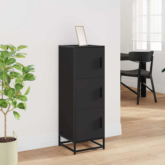 Living Room Display Cabinet Made of Particle Board Black 35.5x35x106.5cm