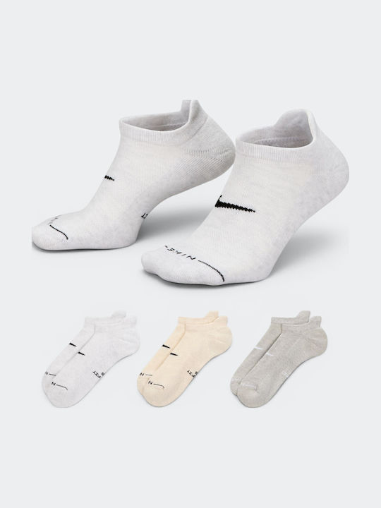 Nike Everyday Running Κάλτσες Μπεζ 3 Ζεύγη