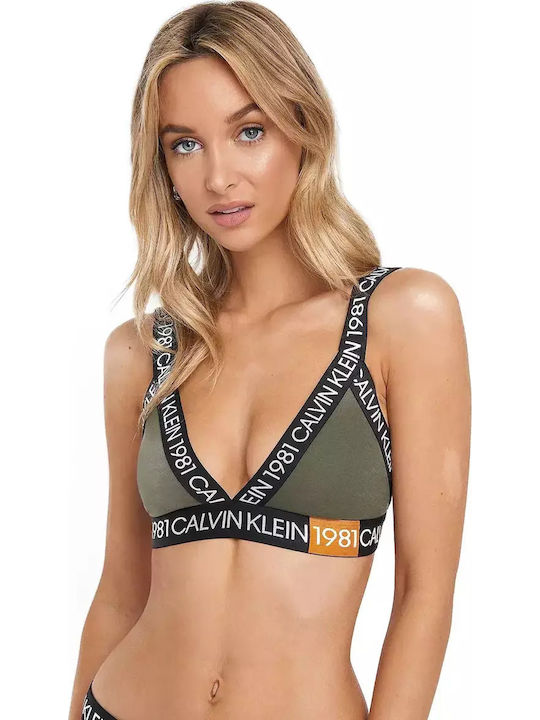 Дамски бралет сутиен Calvin Klein 1981 Bold Micro F5447-gn-m 10-512 Меки чашки Памук M Каки