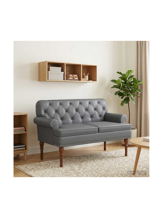 Two-Seater Velvet Grey Couch 120x65x77cm