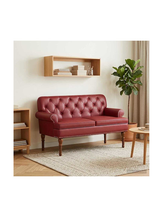 Two-Seater Velvet Red Couch 120x65x77 cm