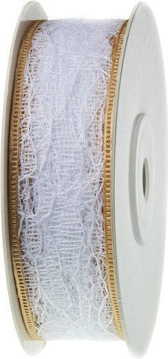Organza Lace Gold Ribbon White Gold 25mm 25 meters