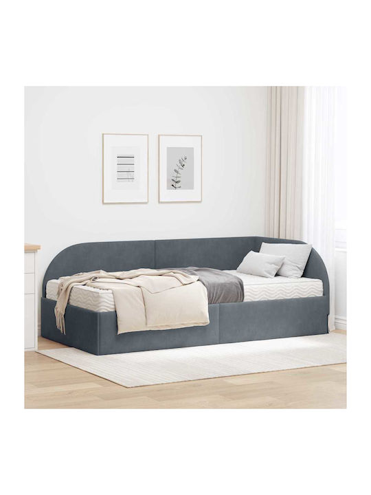 Einzelbett Mit Samt Grau Mit Lattenrost & Matra...