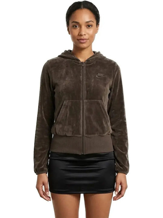 Damen-Strickjacke mit Reißverschluss Braun