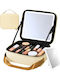 Toiletry Bag for Cosmetics with LED Mirror Hard Construction Adjustable Dividers