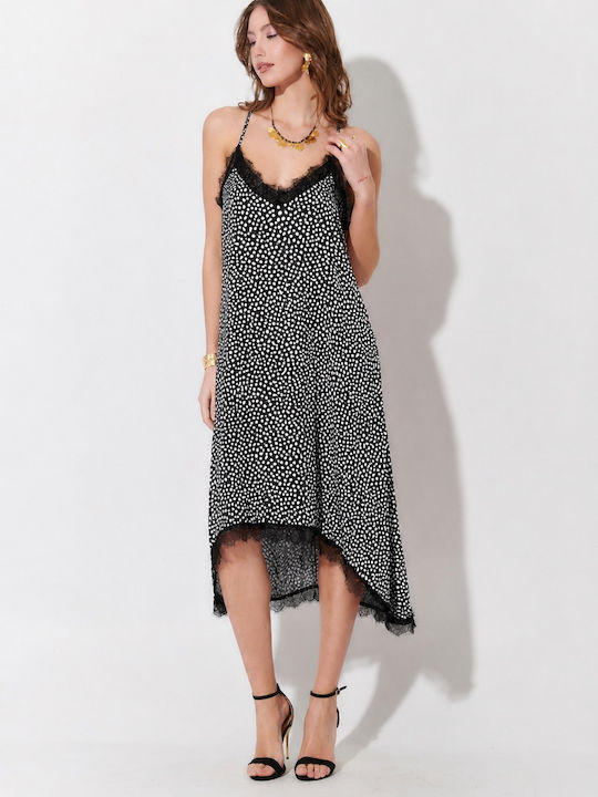 Sommer Midi Kobi­ne­zón Damen­kleid Schwarz S262055-Polka Dot