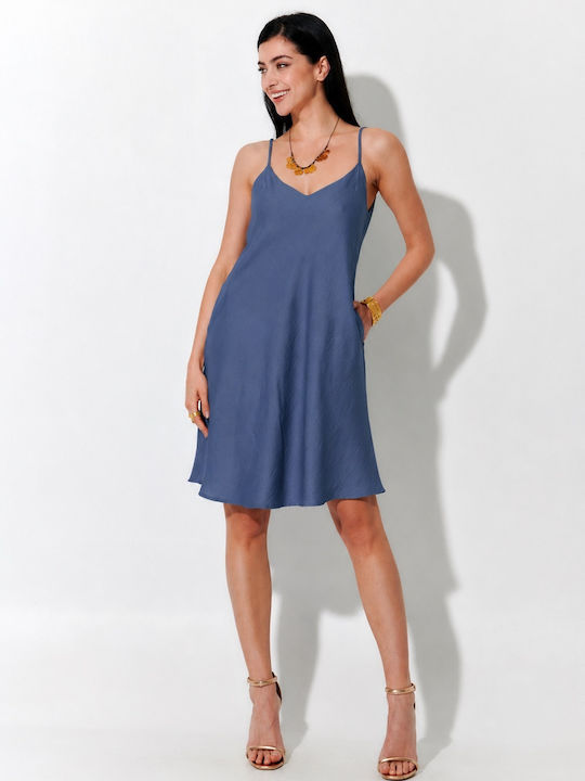 Theros Island Sommer Midi Wickel Damenkleid Indigo