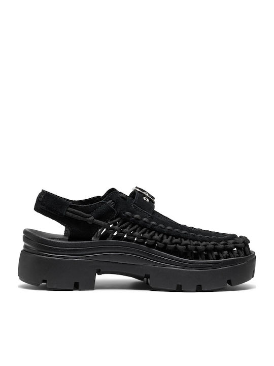 Keen Uneek Leder Flache Damen Sandalen Schwarz Keen Uneek Leder Flache Damen Sandalen Schwarz
